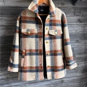 Zara Multicolor Wool Blend Coat